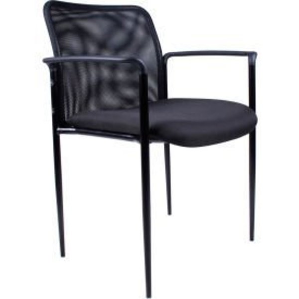 Global Equipment Boss Reception Guest Chair with Arms - Mesh- Black B6909-BK